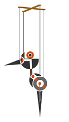 Image showing Cartoon picture of marionette birds  vector or color illustratio