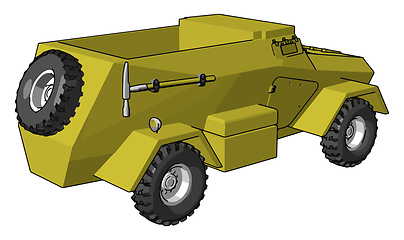 Image showing 3D vector illustration on white background of an yellow armoured