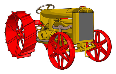 Image showing Red and yellow tractor vector illustration on white background