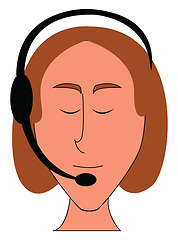 Image showing Female operatior with headphones simple vector illustration on w