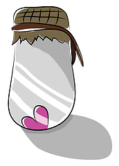 Image showing A glass jar with a beautiful pink heart at its bottom vector col