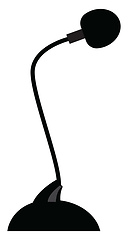 Image showing Black-colored cartoon microphone mounted on a stand vector or co