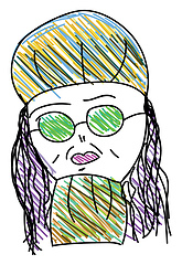 Image showing Sketchy portrait of a woman with color pencils vector or color i