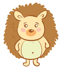 Image showing Small cute brown hedgehog vector or color illustration