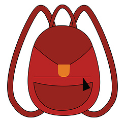 Image showing Red backpack for school illustration print vector on white backg