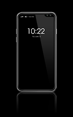 Image showing All-screen blank smartphone mockup isolated on black. 3D render