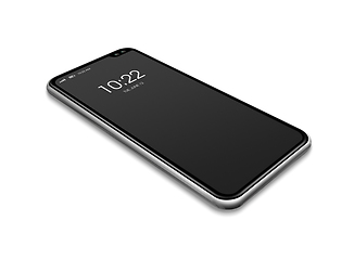 Image showing All-screen black smartphone mockup isolated on white. 3D render