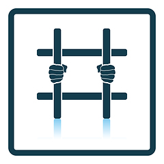 Image showing Hands holding prison bars icon