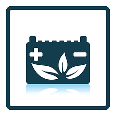 Image showing Car battery with leaf icon