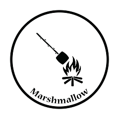 Image showing Camping fire with roasting marshmallow icon