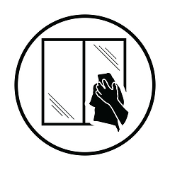 Image showing Hand wiping window icon