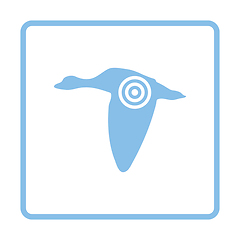 Image showing Flying duck  silhouette with target  icon