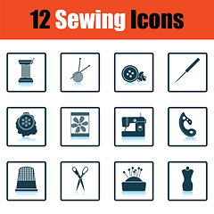 Image showing Set of twelve sewing icons