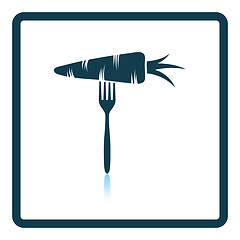 Image showing Icon of Diet carrot on fork 