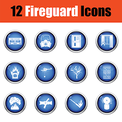Image showing Set of fire service icons. 