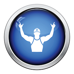 Image showing Football fan with hands up icon