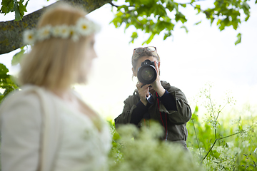 Image showing Girl Wearing a Flower Wreath