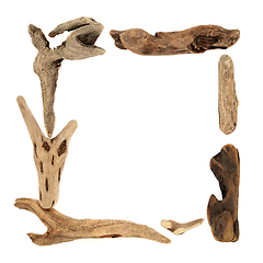 Image showing Natural Driftwood Square Background Border