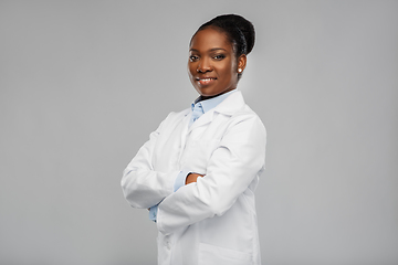 Image showing happy african american female doctor or scientist