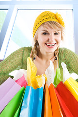 Image showing Shopping caucasian girl