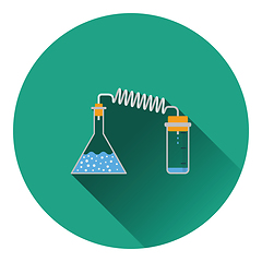 Image showing Icon of chemistry reaction with two flask