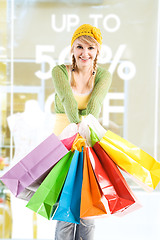 Image showing Shopping caucasian girl