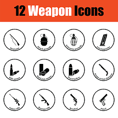 Image showing Set of twelve weapon icons