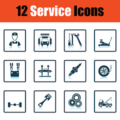 Image showing Set of twelve Service station icons