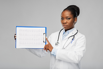 Image showing african american female doctor with cardiogram