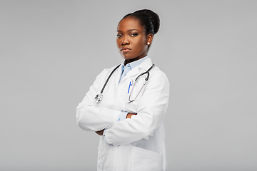 Image showing african american female doctor with stethoscope