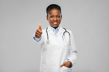 Image showing african american female doctor showing thumbs up