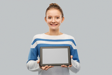 Image showing happy smiling teenage girl with tablet computer