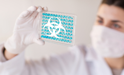 Image showing scientist making biohazard test in laboratory