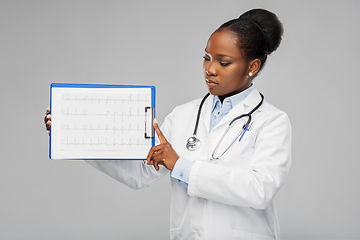 Image showing african american female doctor with cardiogram