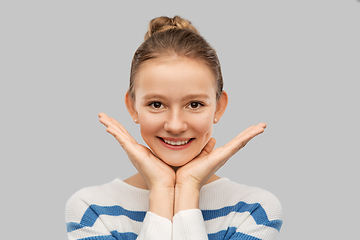 Image showing cute smiling teenage girl in pullover