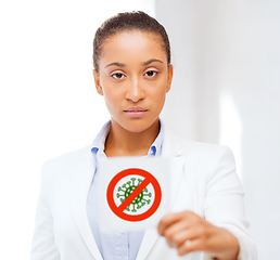 Image showing african american doctor with coronavirus sign