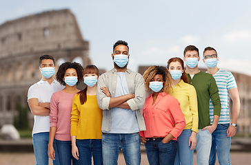 Image showing people wearing protective medical mask in italy