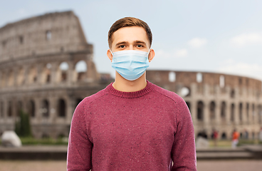 Image showing man wearing protective medical mask in italy