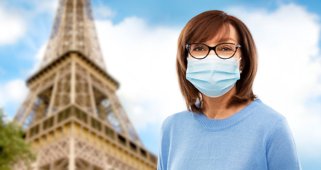 Image showing senior woman in protective medical mask in france