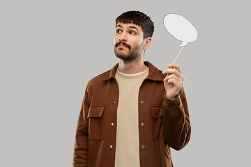 Image showing young man with speech bubble over grey background