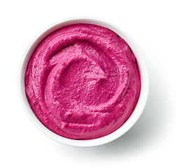 Image showing bowl of beetroot hummus