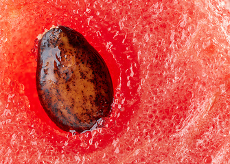 Image showing watermelon pulp and seed macro