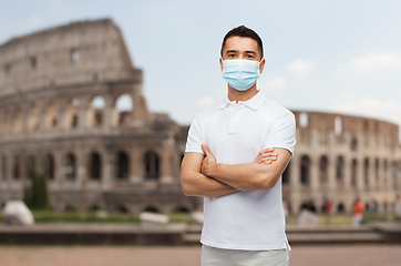 Image showing man wearing protective medical mask in italy