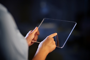 Image showing hands with transparent tablet pc computer