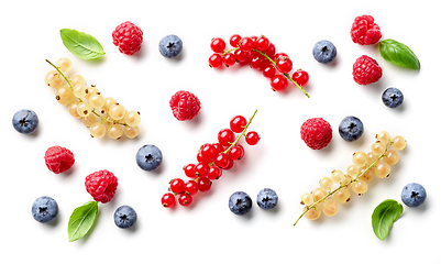 Image showing composition of fresh berries and green leaves