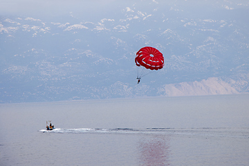 Image showing Para sailing off the coast in Adriatic sea, Croatia