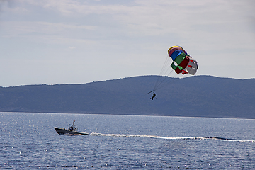 Image showing Para sailing off the coast in Adriatic sea, Croatia