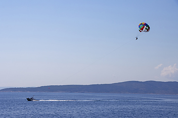 Image showing Para sailing off the coast in Adriatic sea, Croatia