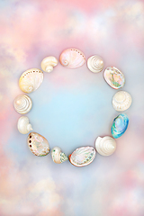 Image showing Mother of Pearl Seashell Wreath