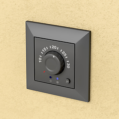 Image showing Black analog thermostat